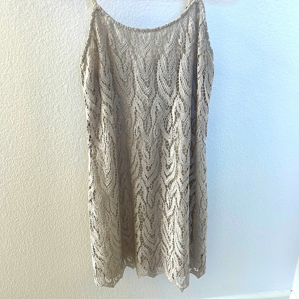 Alice and Olivia gold champagne lace dress